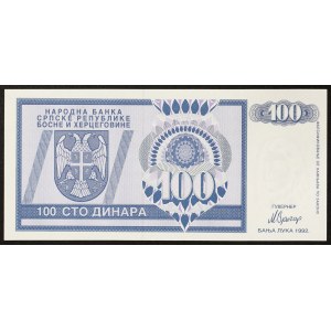 Bosnia and Herzegovina, Serbian Republic, 100 Dinara 1992