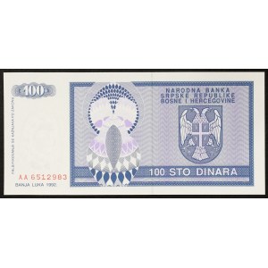 Bosnia and Herzegovina, Serbian Republic, 100 Dinara 1992