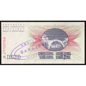 Bosnia and Herzegovina, Serbian Republic, 1000 Dinara 1992