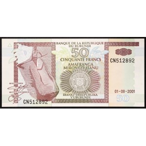 Burundi, Republik, 50 Francs 01/08/2001