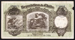 Chile, Republic, 10 Pesos 31/12/1924