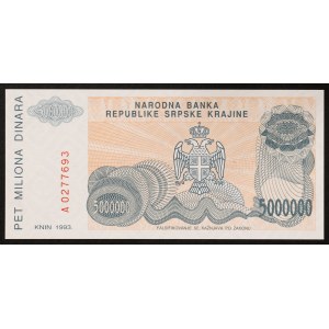 Croatia, Republic of Serbian Krajina, 5.000.000 Dinara 1993