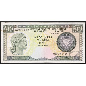 Cyprus, Republic, 10 Pounds 01/10/1990