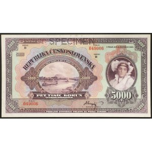 Czechoslovakia, First Republic, 5.000 Korun 06/07/1920