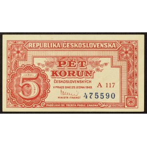 Czechoslovakia, 5 Korun 25/01/1949