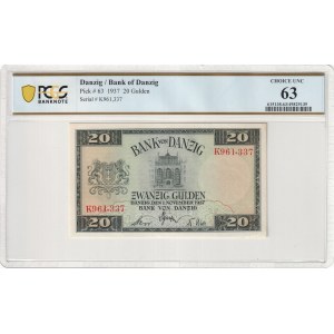 Danzig, wolne miasto, 20 Gulden 1937 Znane są tylko 2 drobniejsze.