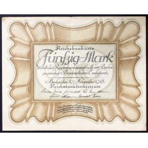 Germany, WEIMAR REPUBLIC, 50 Mark 33/11/1918