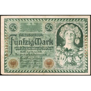 Allemagne, République de WEIMAR, 50 Mark 23/07/1920