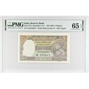 India, British India, George VI, 5 Rupees n.d. (1937)