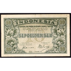 Indonesia, Republic, 10 Sen 01/12/1947
