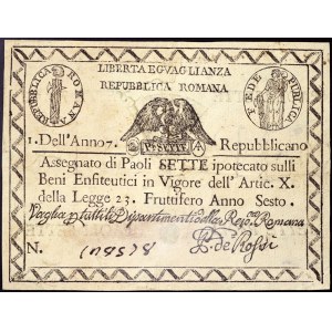 Italian States, Rome, First Roman Republic, 7 Paoli 1798