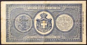 Italy, Kingdom of Italy, Buono di cassa da 1 Lira 22/07/1894