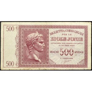 Italy, Italian Occupation of the Ionian Islands, Biglietto a Corso Legale per le Isole Ionie, 500 Dracme 1941