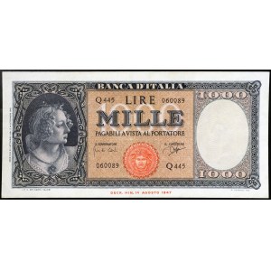 Italy, Italian Republic, 1.000 Lire 25/09/1961