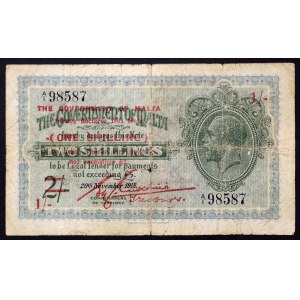 Malta, British administration, 2 Shillings 1918 (1940)