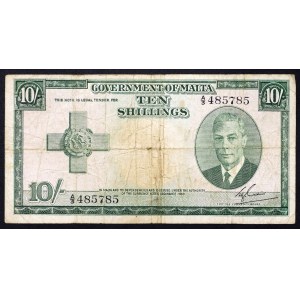 Malta, British administration, 10 Shillings 1949 (1951)