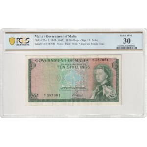Malte, administration britannique, 10 shillings 1949 (1963)
