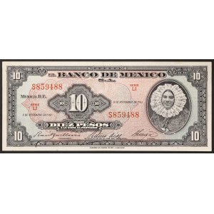 Mexico, Second Republic, 10 Pesos 08/11/1961