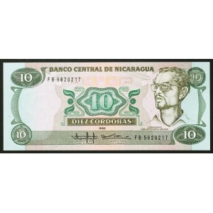 Nicaragua, Republic, 10 Cordobas 1985
