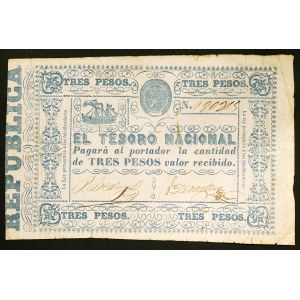 Paraguay, Republik, 3 Pesos 1865