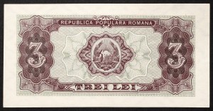 Romania, Republic, 3 Lei 1952