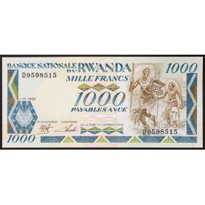 Rwanda, Republic, 1.000 Francs 01/01/1988