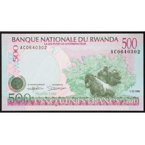 Rwanda, republika, 500 frankov 01/12/1998
