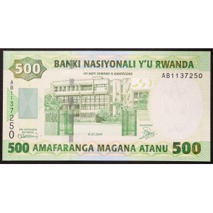 Rwanda, republika, 500 frankov 01/07/2004