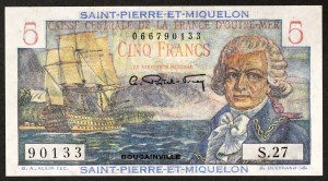 Saint-Pierre and Miquelon, Caisse Centrale de la France D'Outre-Mer, 5 Francs n.d. (1950-60)