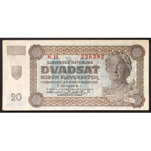 Slovakia, First Republic, 20 Korun 1939