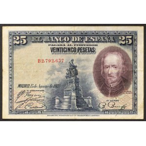 Espagne, Royaume, 25 Pesetas 15/08/1928