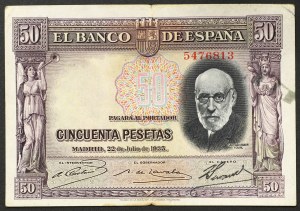 Spain, Republic, 50 Pesetas 22/07/1935