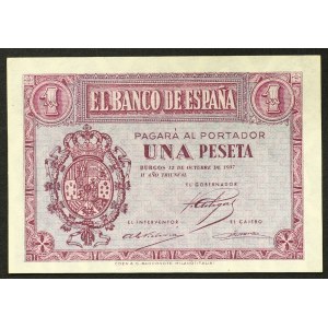 Spain, Republic, 1 Peseta 12/10/1937