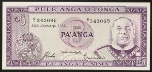 Tonga, Kingdom, 5 Pa'anga 1985