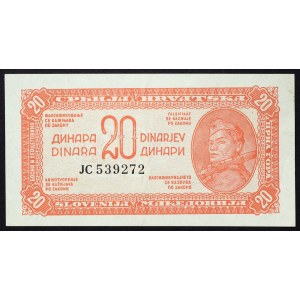 Yugoslavia, Democratic Federal, 20 Dinara 1944