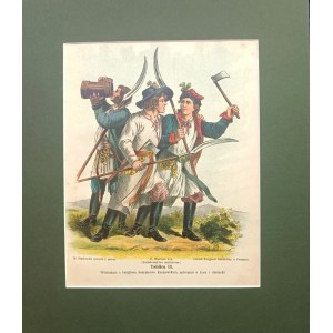 Michał Stachowicz (1768-1825), Wojsko Polskie Kościuszki, 1894| Włościanie z batalionu kosynierów Krakowskich, uzbrojeni w kosy i siekierki.