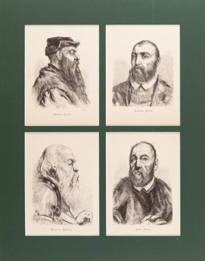 Jan Matejko (1838-1893), Cztery portrety współoprawne, 1876 |1.Albert Łaski 2. Andrzej Górka 3. Walenty Dębinski 4. Jerzy Pipan