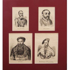 Jan MATEJKO (1838-1893), Cztery portrety współoprawne,1876 | 1.Jan Zaborowski. 2.Jan Gamrat. 3.Jan Łaski. 4.Agnieszka Firlejowa