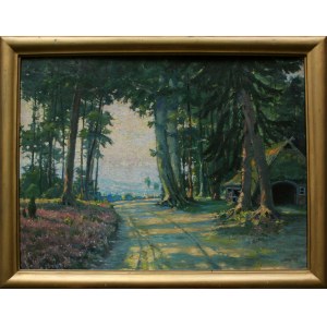 Otto Hänssgen, Forest landscape with road and heather