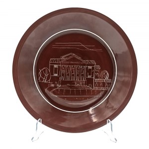 Decorative platter with theater building(Chodzież, l.60.XX century).