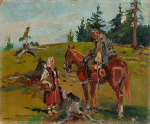 Jerzy Kossak (1886 Kraków - 1955 Kraków), Góralka i ułan, 1921