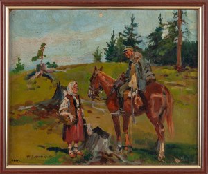 Jerzy Kossak (1886 Kraków - 1955 Kraków), Góralka i ułan, 1921