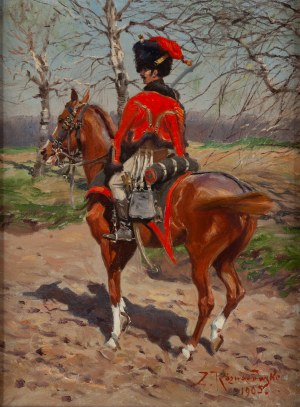 Zygmunt Rozwadowski (1870 Lwów - 1950 Zakopane), Huzar napoleoński na koniu, 1905