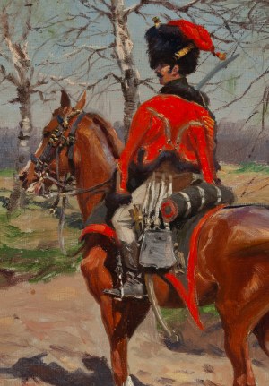 Zygmunt Rozwadowski (1870 Lwów - 1950 Zakopane), Huzar napoleoński na koniu, 1905
