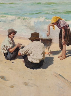 Feliks Michał Wygrzywalski (1875 Przemyśl - 1944 Rzeszów), Sjesta na plaży, 1923