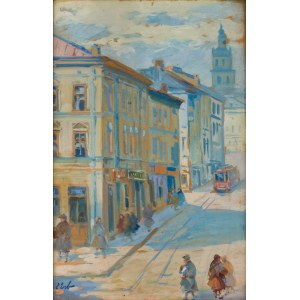 Erno Erb (1878 Lwów (?) - 1943 Lwów), Ulica Ruska we Lwowie z widokiem na dzwonnicę kościoła dominikanów