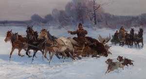 Czesław Wasilewski (1875 Warszawa - 1947 Łódź), Po polowaniu na łosia