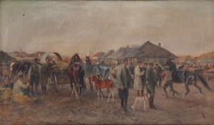 Leonard Winterowski (1886 Czerniowce - 1927 Warszawa), Targ koński, 1917