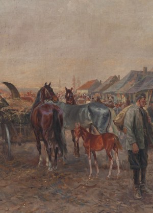 Leonard Winterowski (1886 Czerniowce - 1927 Warszawa), Targ koński, 1917