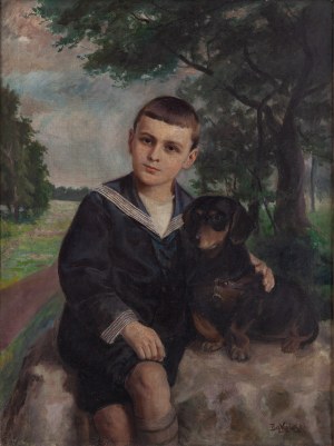 Jan Bąkowski (1872 Kraków - 1934 Kraków), Chłopiec z jamnikiem